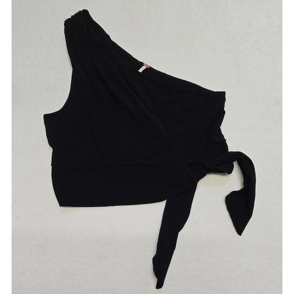 Free People Women's One Shoulder Tie Crop Top Black Size L - Picture 1 of 6